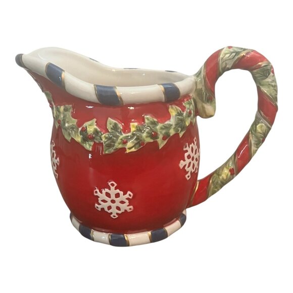 Fitz & Floyd Old World Christmas Holly Snowflake Creamer 4" - Picture 1 of 6
